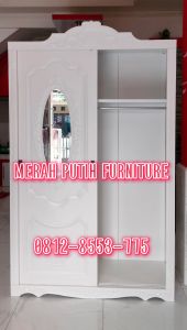 Lemari 2 Pintu Sliding Merk Olympic. Bahan Plat Besi. Harga Terjangkau. ada brangkas gantungan kunci.