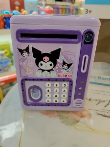 Kids Money Saving Box Cute and Funny Kuromi Melody Cinnamoroll Cartoon Coin Bank Night Light Saving Money Fingerprint Unlock Children Birthday Gift