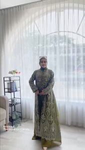 Uniwafda Gamis Muslim Syari Set Khimar Pesta Jumbo Brokat Tille Nisrina 2