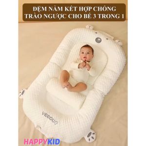 Đệm gối ngủ cho bé chống trào ngược Happykid cao cấp 2 mặt dùng cho 4 mùa thiết kế gấp gọn kích thước rộng rãi tặng kèm phụ kiện - Bảo hành 12 tháng