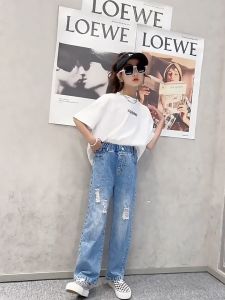 Top Picks: Loose Straight Ripped Jeans & Jogging Pants for Kids Girls Aged 5 to 13