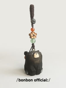 สร้อยกุญแจรูปหมีแฮมสติกแฮนด์เมด ตุ๊กตาหมีสีดำ ของขวัญสร้อยกุญแจรถยนต์ ของตกแต่งกระเป๋า ของขวัญที่น่ารักและน่าตื่นเต้น