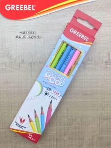 GREEBEL Pensil Pencil Tulis 2B (7028) PASTEL MOOD / Pensil Tulis kayu / Grafit Graphite / Pensil Ujian Sekolah / Alat Tulis
