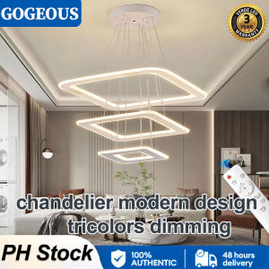 GOGEOUS Nordic chandelier modern design Luxury chandelier ceiling light sala Tri Color Dimmable chandelier for low ceiling high ceiling pendant light chandeliers for living room kitchen dinning stairway bedroom