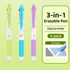Mr.paper | Mr. Paper 3 Colors Erasable Gel Pens 0.7mm Retractable with Rubber Tip for Student Writing and Painting
