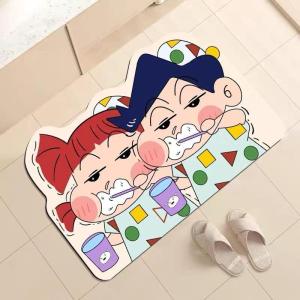 Quick Dry Bathroom Mat Cartoon Toilet Rug Water Absorbent Anti Slip Durable Machine Washable Home Decorative Floor Mat