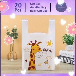 Gift Bag 20pcs Goodies Bag Door Gift Birthday Wedding Party 100 Giraffe Cartoon Disposable Plastic Bag Food Grade Portable Convenience Bag 礼物袋礼品袋购物袋.