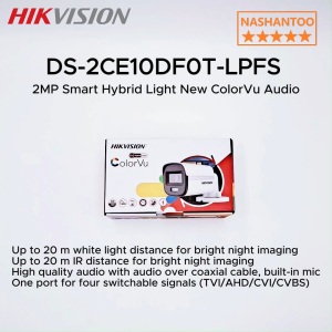 (2025 New) HIKVISION DS-2CE10DF0T-LPFS 2MP Smart Hybrid Light New ColorVu Audio Analog Bullet Camera 1080P 24/7 Color 3D DNR Built-in Mic 4 IN 1(TVI/AHD/CVI/CVBS) CCTV Camera NASHANTOO