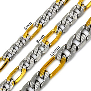 LUXUSTEEL Cuban Chain Necklace for Men Women Gold Plated Mixed Silver Color Stainless Steel Pattern Curb Link Chain Male Collar