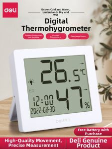 deli | Temperature and Humidity Gauge with Clock and Alarm