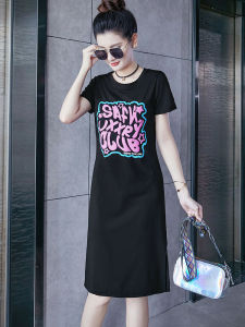 Casual Fashionable Printed Dress Womens Summer 2025 New Ageless High-End Slimming Straight T-Shirt Dress Eiyiloves Brand