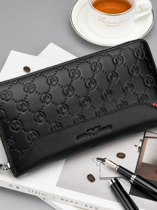 2025 New Mens Long Leather Wallet Zipper Handbag Stylish Simple Business Grade Cowhide Youth Fashion Accessory