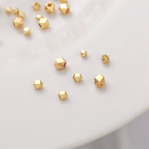 14K Gold Plated Brass Beads Loose Spacer Beads for DIY Handmade Bracelet Necklace Jewelry Making Accessories