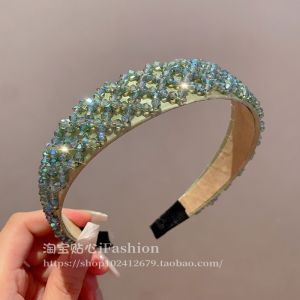Elegant Black Crystal Thin Headband Hepburn Style Fashionable High-End Sensation Versatile Hairband Clip for All Hair Types