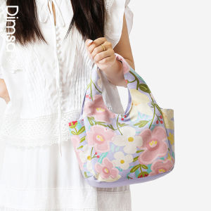 Dian House Canvas Tote Bag Neutral Style Korean Design Lunch Bag for Women V543