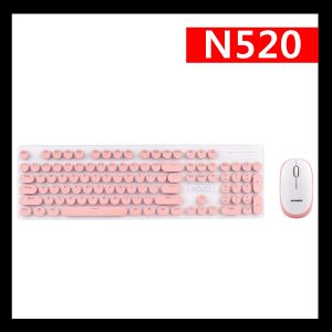 N520 2.4GHz Fashion Whisper Quiet Design Mechanical Feel Smart Power Saving Keyboard & Mouse Set for Laptop PC
