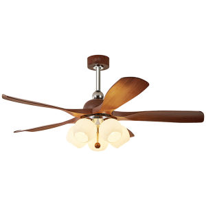 HUIPU | Retro Style High Class Walnut Wood Living Room & Dining Room Ceiling Fan Light