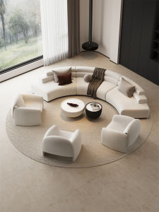 Modern Minimalist Semi-Circular Sofa for Beauty Salon Hotel Lobby Reception Area Business Break Room Velvet Fabric Furniture