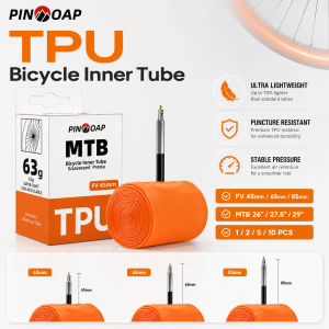 PINMOAP Heavy Duty Mtb Bike Inner Tube 26 27.5 29 Inch Butyl Rubber Tire Tube Schrader Valve Mountain Bicycle Cycling Repair Kit