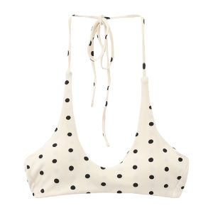 Fashion Comfortable Beige Polka Dot Halter Bralette with Padding