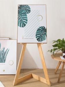 Nordic Style Solid Wood Art Exhibition Stand Floor Advertising Board Bracket Entrance Display Rack Paintings Canvas Holder