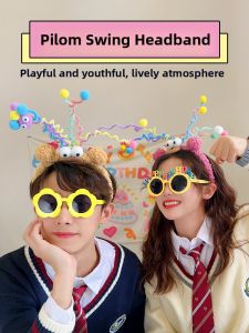 Cute Birthday Atmosphere Props Baby Headband Twist Rod Hair Clip New Year Cross Year Photography Props Children Hair Accessories