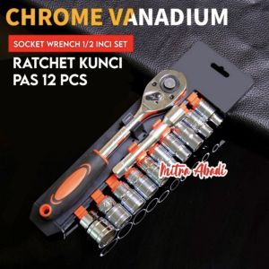 Socket Wrench SET - Ratchet Kunci Pas 12 pcs