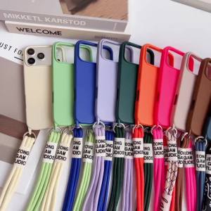 Lanyard Case For iPhone 18 Pro Max 17 14 12 11 13 15 16 Plus Air Shockproof Candy Crossbody Neck Cord Strap Soft Silicone Cover