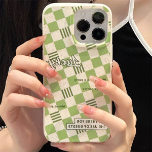 Green plaid Casing For iPhone 16 15 13 12 11 14 7Plus XR X 12 13 14 Pro Max 12 13 Pro 15 Pro Max 14 7 8 6s 6 Plus XS Max SE 2020 16 Pro Max Phone case With Lanyard เคสนิ่มcaseเคสโทรศัพท์ซิลิโคนกันกระอ่อนข้าวสาลีย่อยสลายได้เป็นมิตรกับสิ่งแวดล้อ