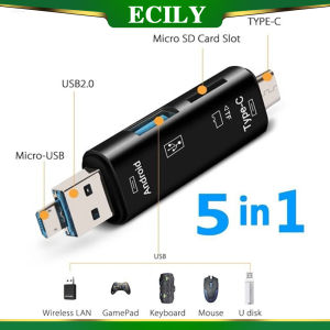 ECILY Đầu Đọc 5 Trong 1 Usb Đa Chức Năng 2.0 Type C/Usb /Micro Usb/Tf/Thẻ Nhớ SD Bộ Chuyển Đổi Đầu Đọc Thẻ OTG Phụ Kiện Điện Thoại Di Động