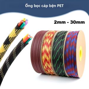 Vỏ Bọc Cáp Nylon PET Mật Độ Cao Có Thể Mở Rộng 5m Bện Cách Điện Bảo Vệ Dây Dẫn 2-30mm Cho Thiết Bị Điện Tử