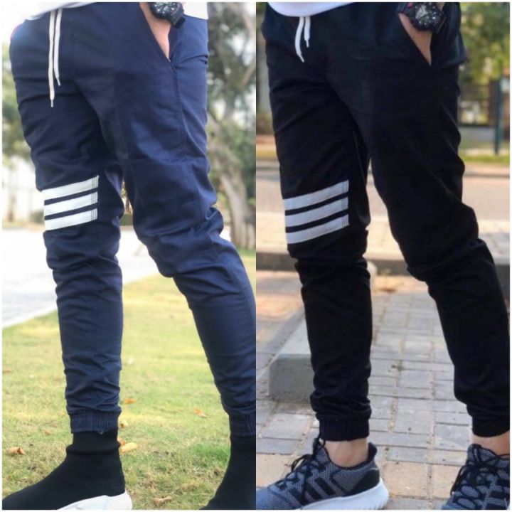 กางเกงขาจั๊ม Jogger แต่งแถบ ผอมอวบอ้วนมีไซส์ครบ | Lazada Thailand