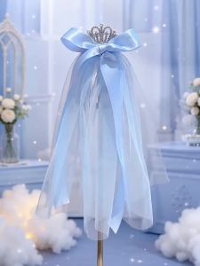Blue Bow Crown Clip Hair Accessory