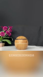 Máy Phun Sương Vân Gỗ Hình Tròn Khuếch Tán Tinh Dầu Tạo Đổ Ẩm