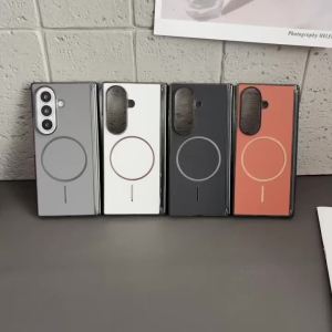 For MagSafe Magnetic Lychee Leather Hinge Full Protection Phone Case For Samsung Galaxy Z Fold 8 Ultra 7 6 5 4 Shockproof Cover