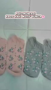 QSKS93 Kaos Kaki Wanita Motif Bunga-Bunga Kaos Kaki Fashion Kaos Kaki Mata Kaki Random 5 Pcs