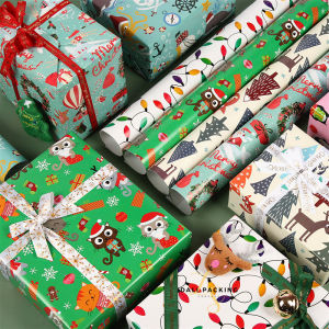 Christmas Gift Wrapping Paper Handmade Floral Cartoon New Year Box Cover Book Skin Paper Peaceful Night Gift Wrap Paper