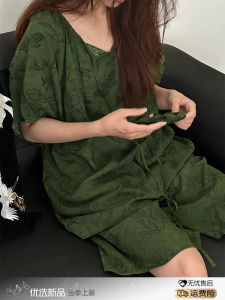 New Chinese Style Cotton Silk Sleepwear Summer Womens Short Sleeve Butterfly Print Home Clothes Set V-neck Short Pants