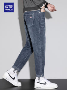 ROMON | Loose Straight Leg Mens Jeans Casual Elastic Youth Trendy Long Pants Autumn New Style Romon Brand Cotton Polyester Blend