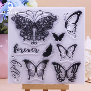 Alinacutle CLEAR STAMPS Butterfly Set Scrapbook Card Album Paper Craft Rubber Transparent Silicon Clear Stamp for Scrapbooking