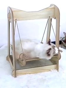 Lovepet ที่นอนแมว ชิงช้าแมว ประกอบง่าย ถอดออกได้ ที่นอนสัตว์เลี้ยง เตียงไม้แมว แกว่งได้