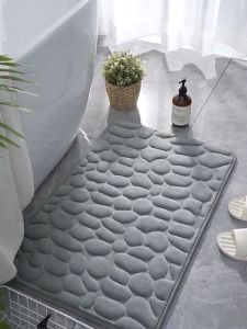 【SKIT SG】Cobblestone Embossed Bathroom Bath Mat Memory Foam Bathroom Mat Absorbent Non-Slip Carpets in Wash Basin Memory Foam Pad Machine Washable Bath Rugs Shower Room Floor Doormat