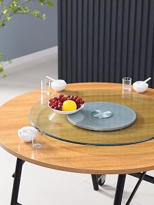 Hotel dining table countertop thickened tempered glass large round table countertop with base
