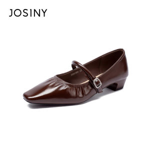 Josiny | French Style Pointed Toe Chunky Heel Mary Jane Shoes