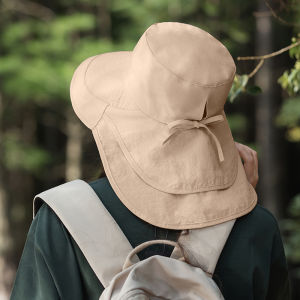 Womens Summer Large Brim Sun Protection Hat UV Protection Fisherman Cap Outdoor Travel Hiking Sun Hat Casual Butterfly Knot