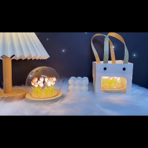 Pink Tulip Night Light With Removable Glass Globe Battery Powered DIY Flower Lamp For Desk Or Table Decorative Tulip Lamp For Nature Lovers