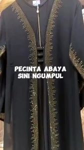 Exclusive Abaya Dubai Humairah Black Gold Series / Abaya Bahan Jersey dan Layer Siffon Arabian Polos Lengan Kalong