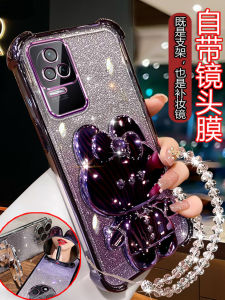 Redmi K50 pro Supreme Version Mobile Phone Case Cute Female Internet Celebrity Fashion Makeup Mirror Stand Silicone Soft Shell