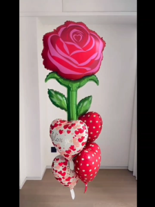 53 inches Large Fushia pink Rose flower happy Valentines day Wedding love theme party decorations aluminum foil balloon