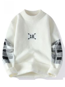 ROMON | Lomond Mens Round Neck Knitted Sweater Casual Loose Thickened Warm Winter Fashion City Style Long Sleeve Top For Youth